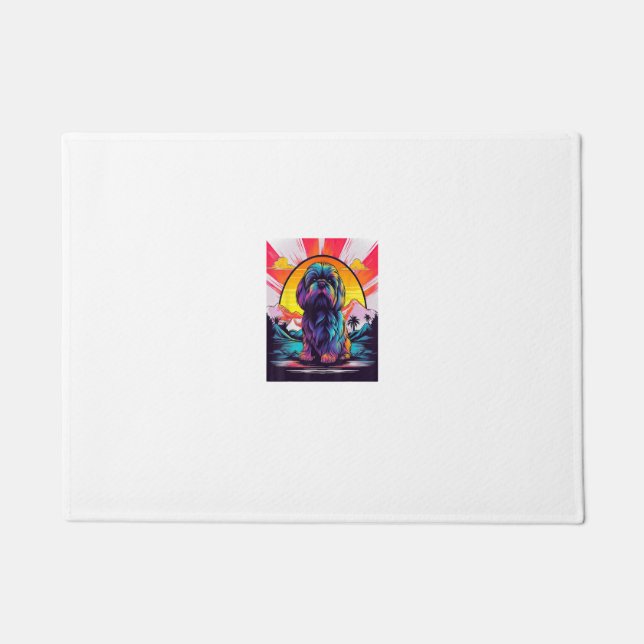 Tapete Cachorro de Lhasa Apso Retrosunset (Frente)