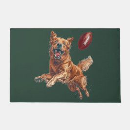 Tapete Cachorro de Ouro Bonito Jogando Futebol