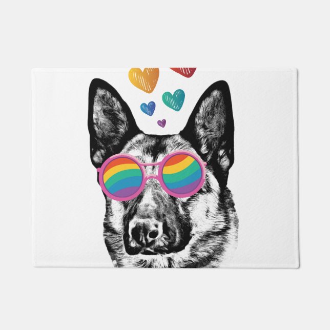 Tapete Cachorro german shepherd com Dia de os namorados d (Frente)