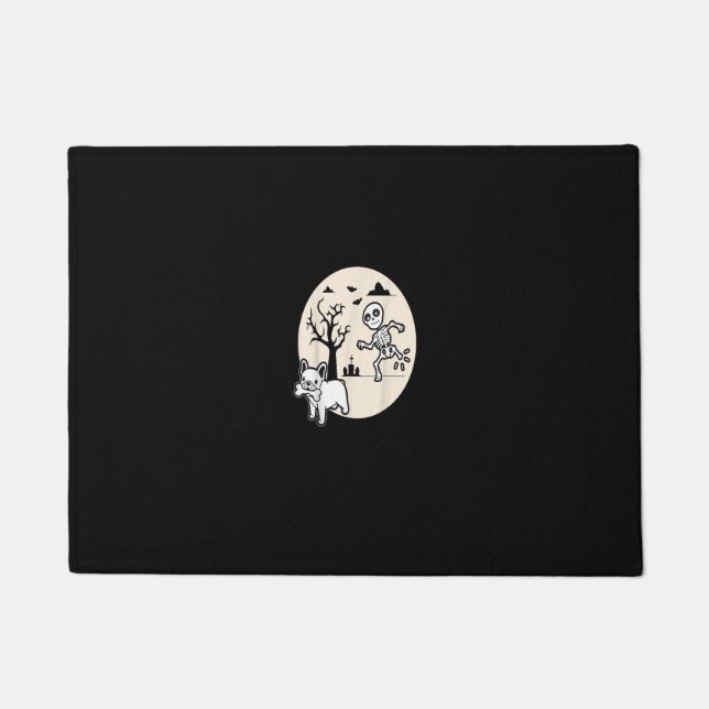 Tapete Cachorro-Grande Francês Skeleton Bone Halloween Co (Frente)