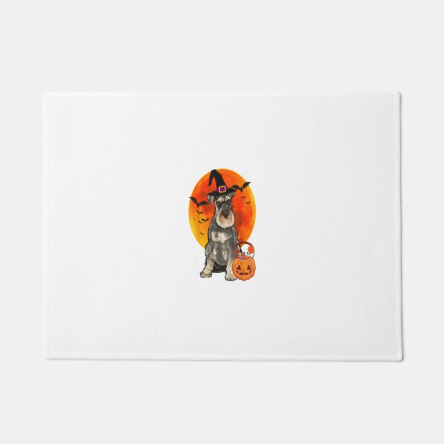 Tapete Cachorro Halloween Miniatura Schnauzer Jack O Lant (Frente)