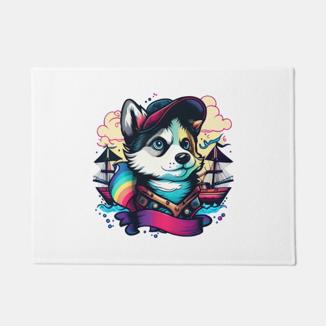 Tapete Cachorro Husky Pirata (Frente)