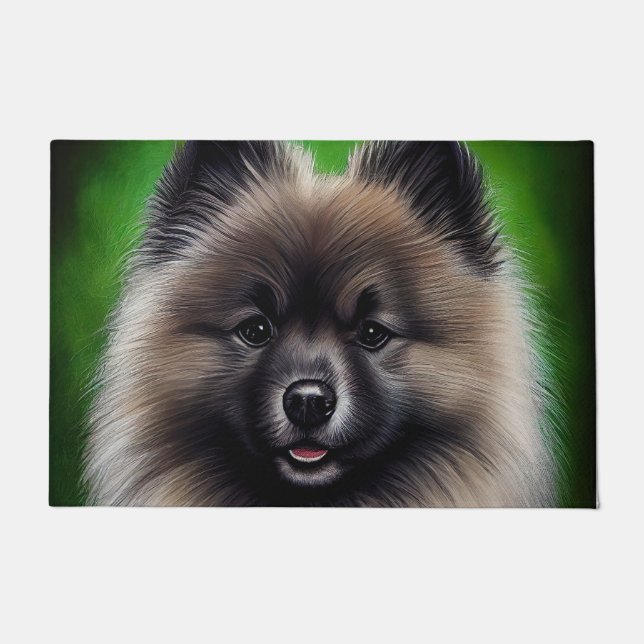 Tapete Cachorro Keeshond na Rua. (Frente)