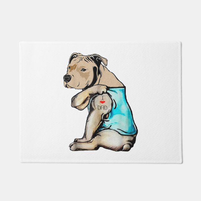 Tapete Cachorro Pitbull Eu Adoro Pai Tatuando Família Eng (Frente)
