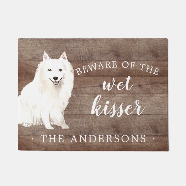 Tapete Cachorro Spitz Japonês Mat Personalizado de Porta (Frente)