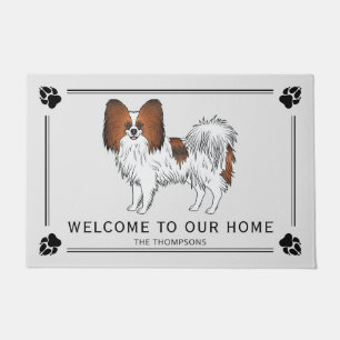 Tapete Cachorro Vermelho De Papillon Cortado Com Texto Pe