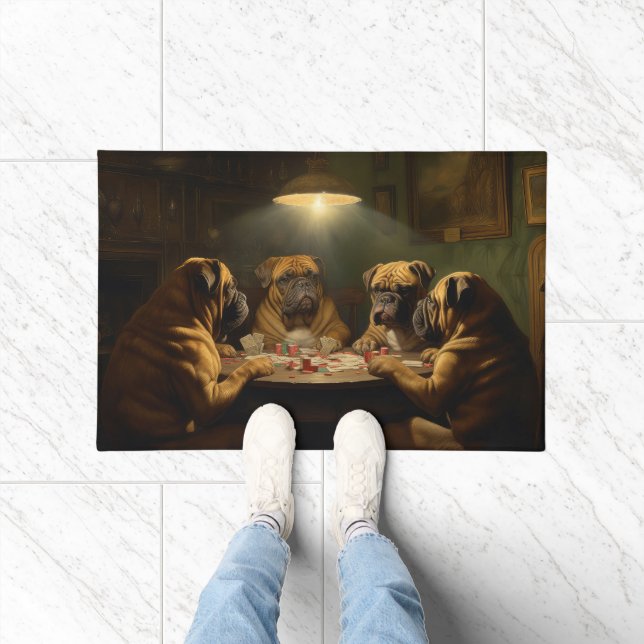 Tapete Cachorros Bullmastiff Jogando Poker Art (Interior)