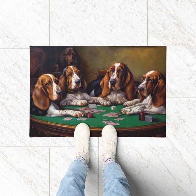 Tapete Cachorros De Caça-Basset Fazendo Arte Poker (Interior)
