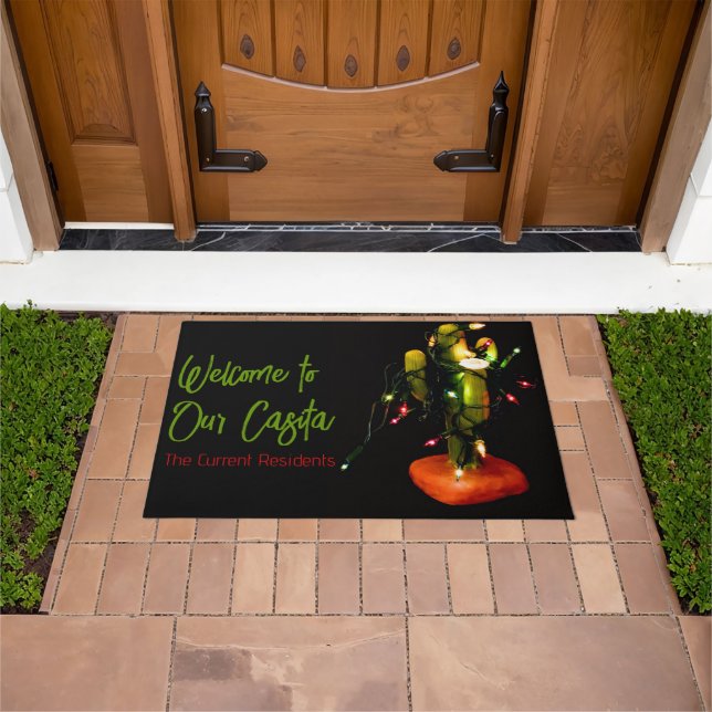 Tapete Cactus Candle Wrapped in Christmas Lights (Ar livre)