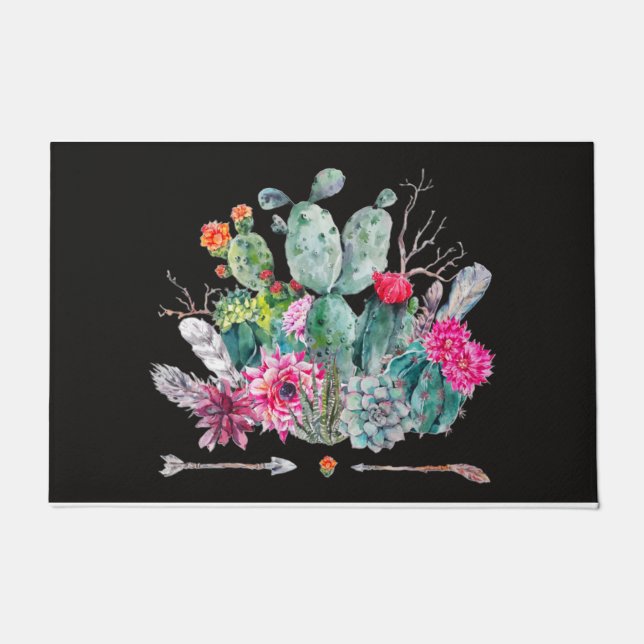 Tapete Cactus Flower Doormat, Plantas Boas-Vindas (Frente)