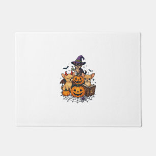 Tapete Cães Chihuahua de Halloween Abóboras Chapéu de Bru