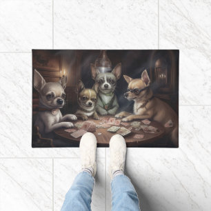 Tapete Cães Chihuahua Jogando Poker Arte