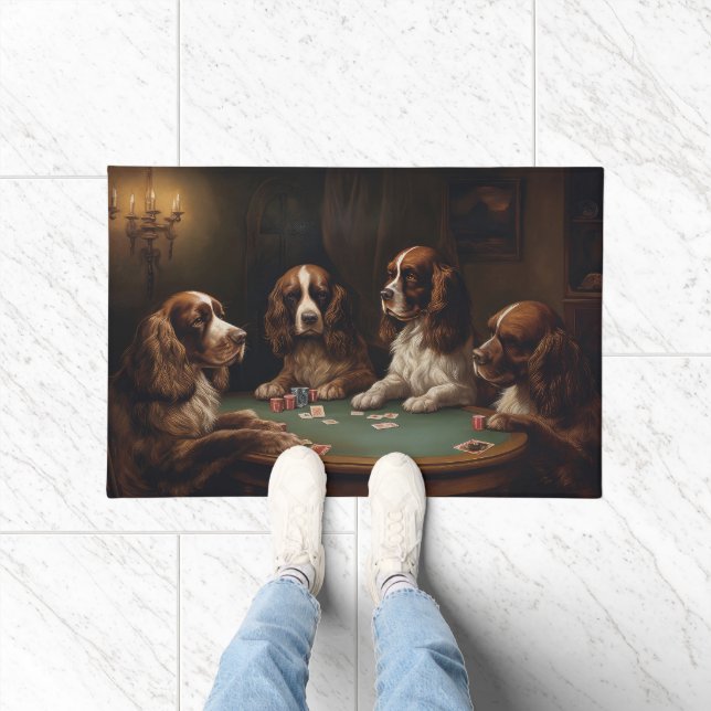 Tapete Cães Cocker Spaniel Jogando Poker Arte (Interior)