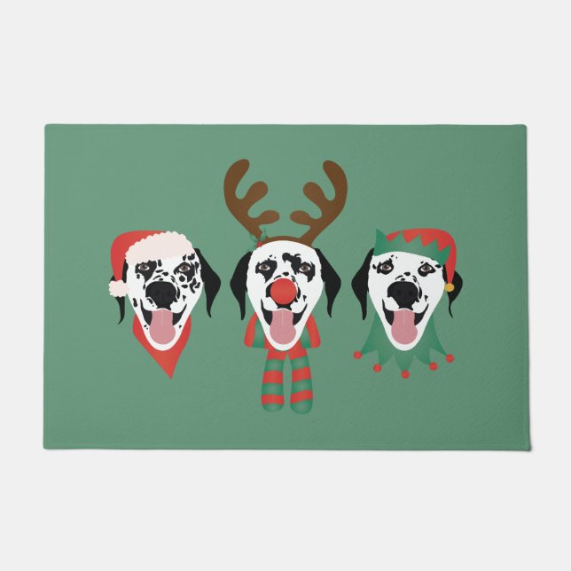 Tapete Cães Dalmacianos Feliz de Natal (Frente)