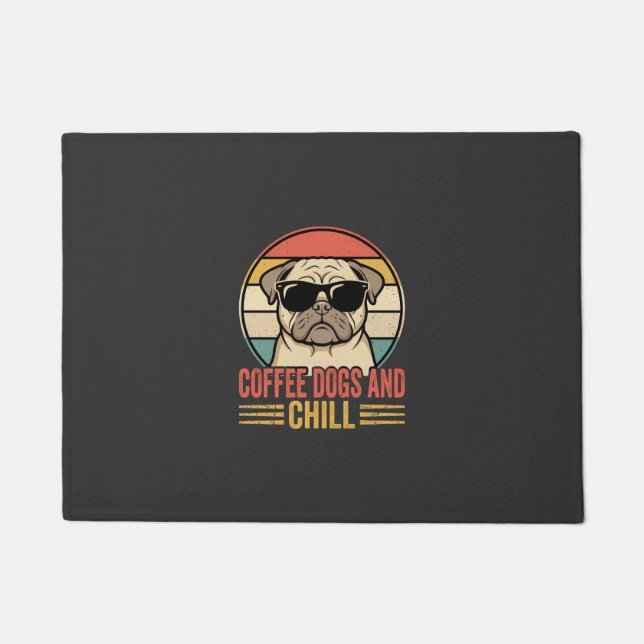 Tapete Cães de Café e Pug Retro Chill (Frente)