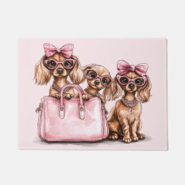 Tapete Cães de Dachshund Fashionáveis, Bolsa Rosa