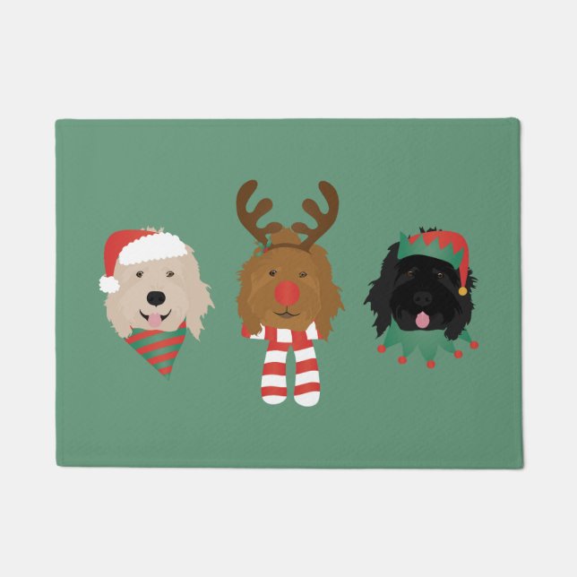 Tapete Cães de Goldendoodle de Natal (Frente)