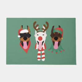 Tapete Cães Dobermann de Natal