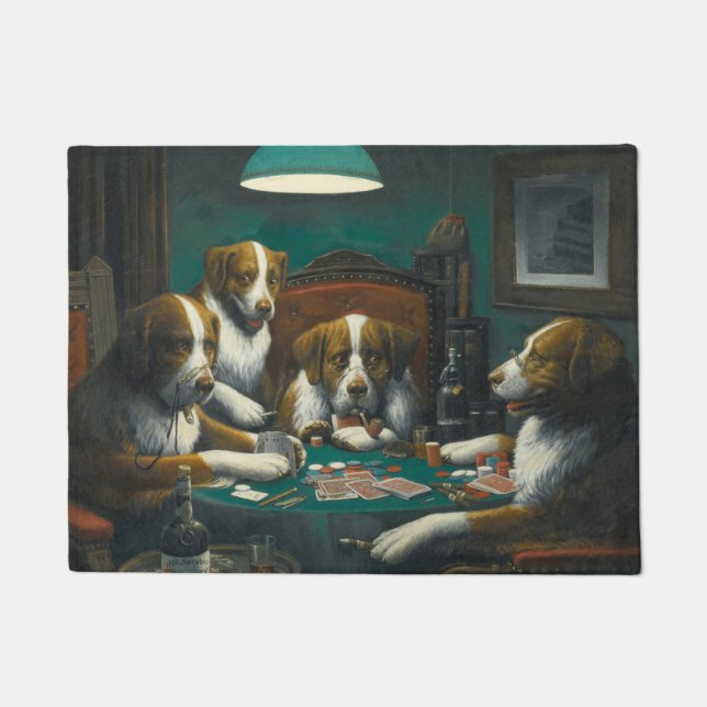 Tapete Cães Jogando Poker (Jogo De Cartão Animal) (Frente)