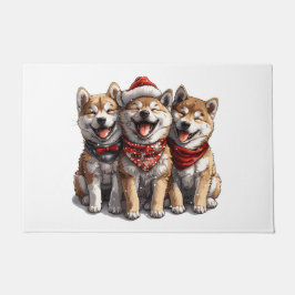 Tapete Cães Papais noeis de Shiba Inu de Natal