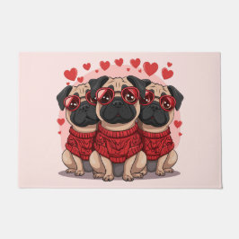 Tapete Cães Pug do Dia dos Namorados