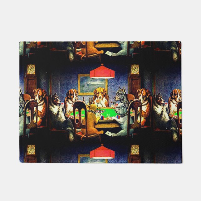 Tapete Cães que jogam o póquer um amigo na necessidade (Frente)