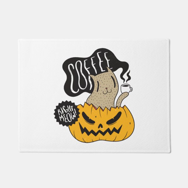 Tapete Café Halloween Gato - Bebendo de Gato de Halloween (Frente)