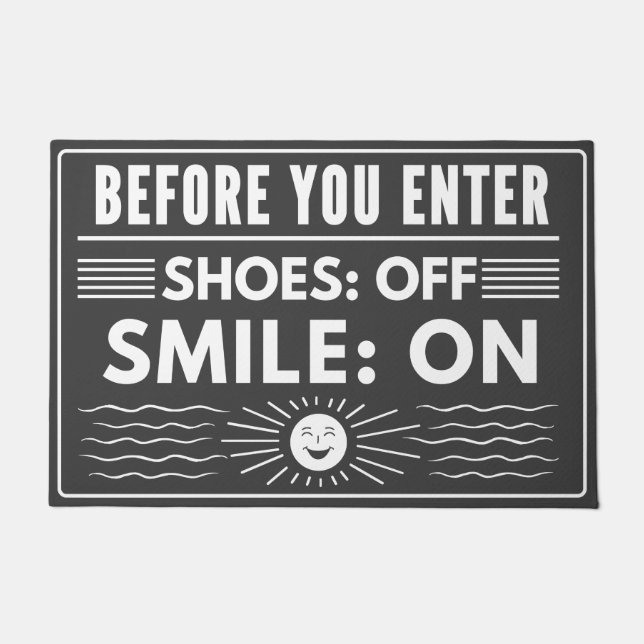 Tapete Calçados desligados, sorria para uma casa limpa (Frente)