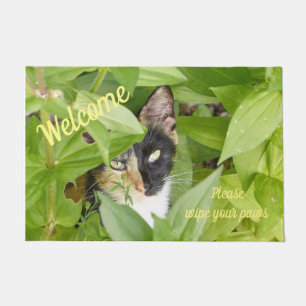 Tapete Calico Cat no Zinnias Doormat