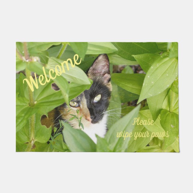 Tapete Calico Cat no Zinnias Doormat (Frente)