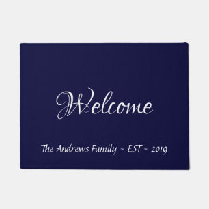 Tapete Caligrafia moderna Doormat personalizado dos azuis