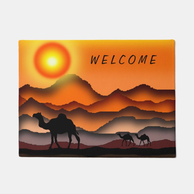 Tapete Camels Doormat Sunset Deert - Bem-vindos (Frente)