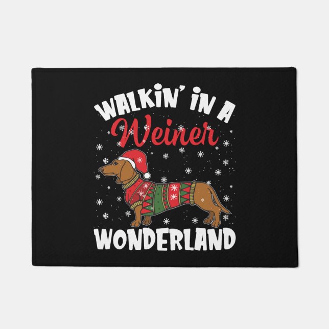 Tapete Caminhando Em Um Wiener Wonderland Funny Dachshund (Frente)