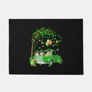 Tapete Caminhão Verde De Dia de São Patrício Corgi Sob
