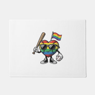 Tapete Camisa de Orgulho de Beisebol Coração Arco-íris Vi