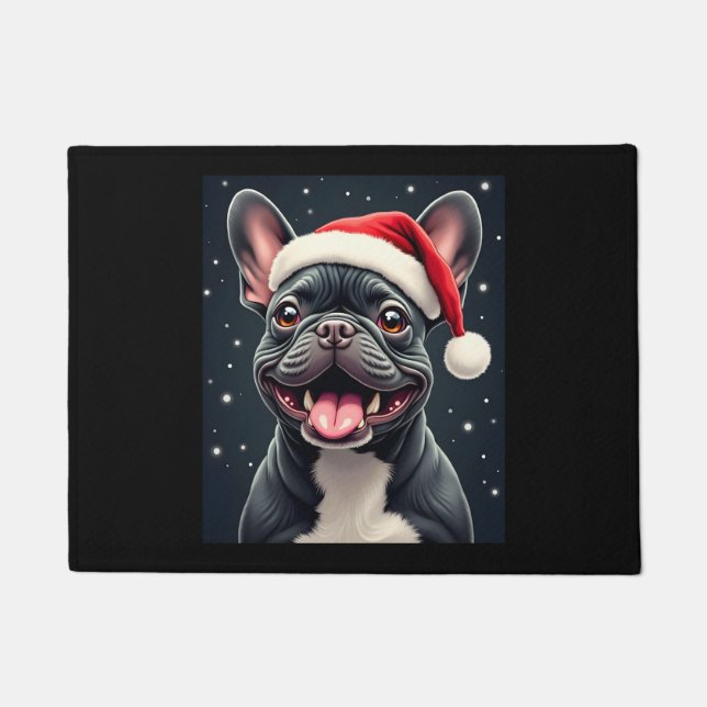 Tapete Camiseta de Natal de Bulldog Francês (Frente)