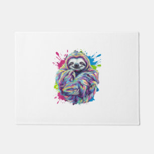 Tapete Camiseta Gráfica Divertida de Preguiça Colorida Ar
