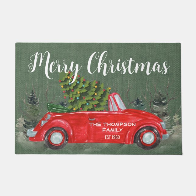 Tapete Campanha rural, caminhão vermelho, arromba (Frente)