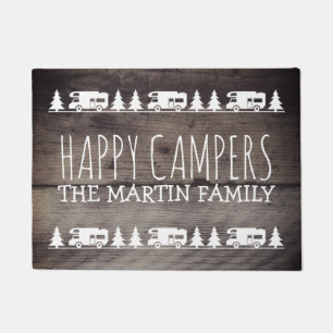 Tapete Campistas felizes de acampamento de madeira