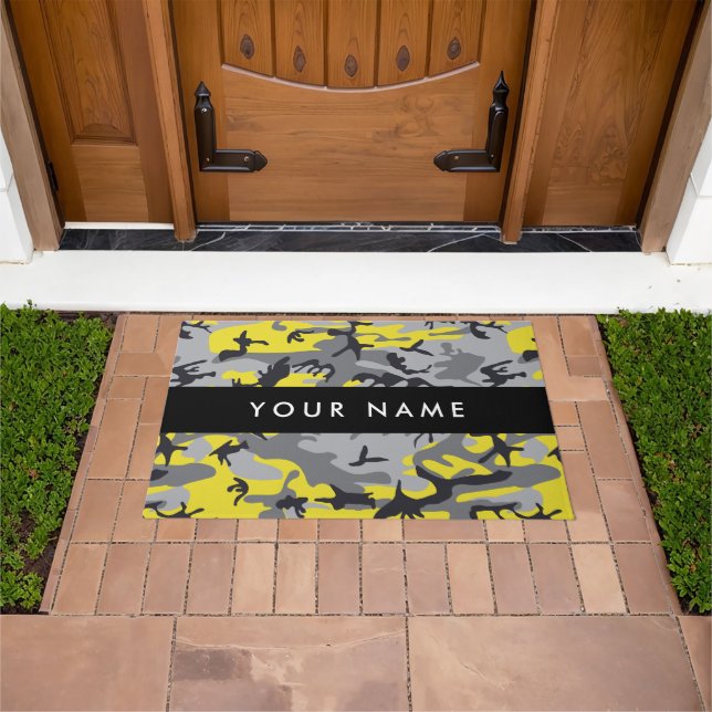 Tapete Camuflagem Amarela e Cinza Seu nome Personaliza (Ar livre)