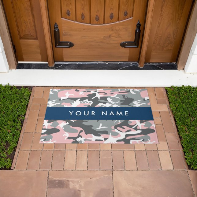 Tapete Camuflagem rosa e Cinza Seu nome Personaliza (Ar livre)