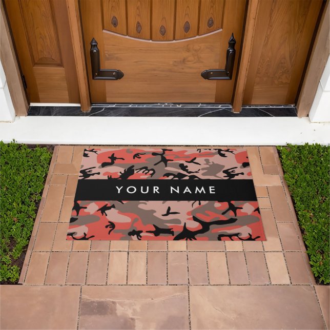 Tapete Camuflagem Vermelha e Castanha Seu nome Personaliz (Ar livre)