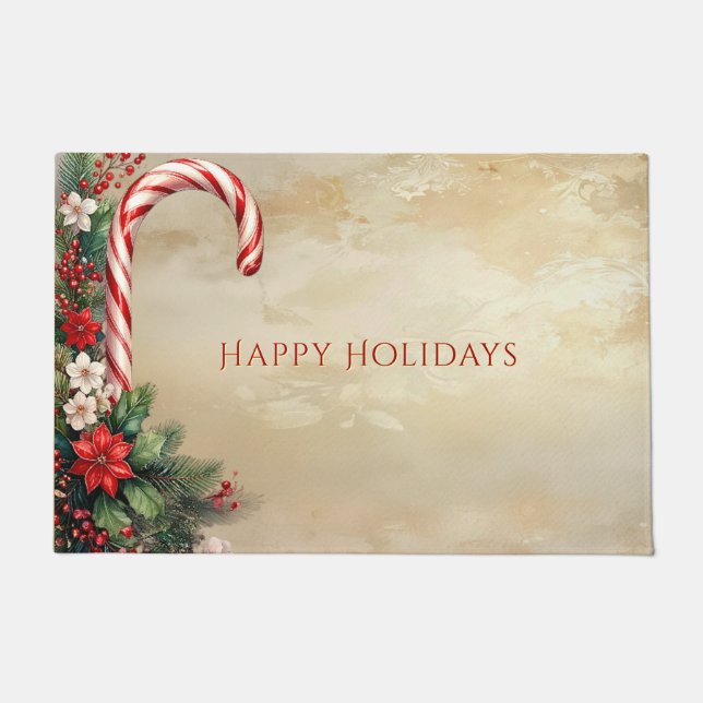 Tapete Candy Cane Christmas Holiday Doormat (Frente)