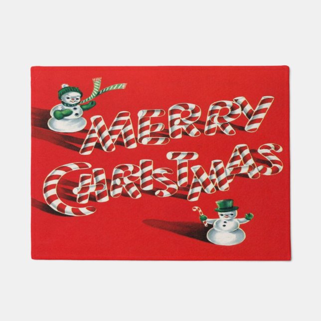 Tapete Candy Cane E Snowman Doormat (Frente)