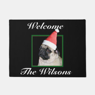 Tapete Cão do pug do Natal