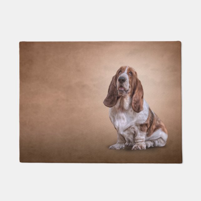 Tapete Cão engraçado de tiragem de Basset Hound (Frente)