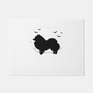 Tapete Cão Pomeraniano - Silhueta da Lua de Halloween Clá
