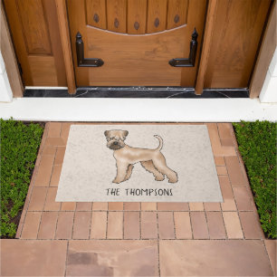 Tapete Cão Soft-Coated Wheaten Terrier em Bege com Texto
