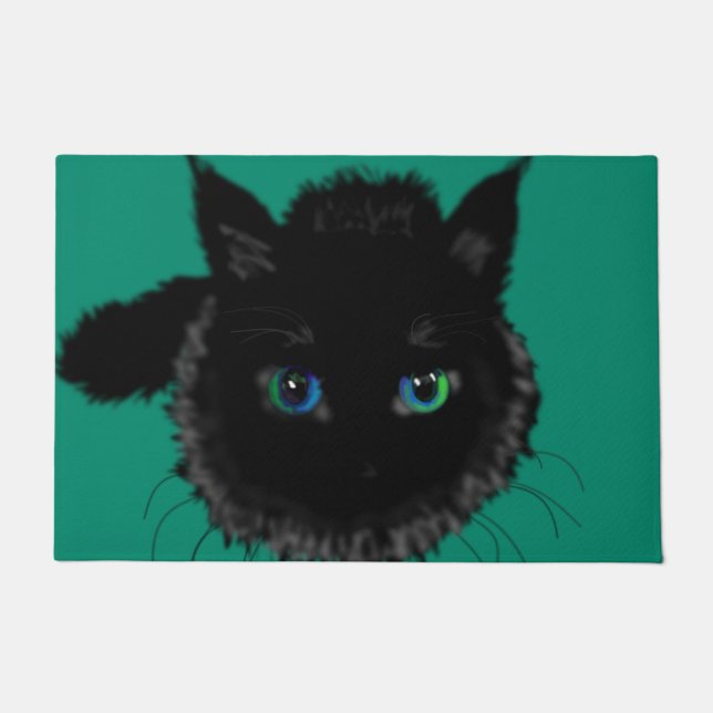 Tapete Capacho com Gato Preto (Frente)
