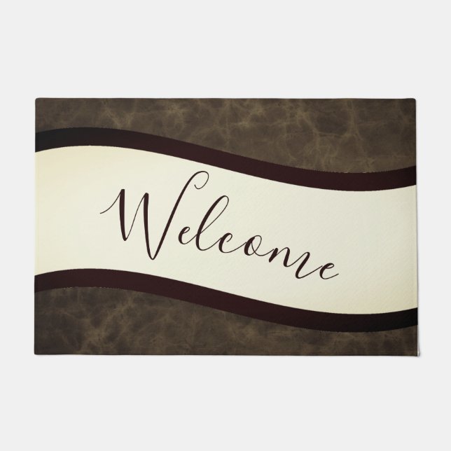 Tapete capacho de aparência em couro cru (Frente)